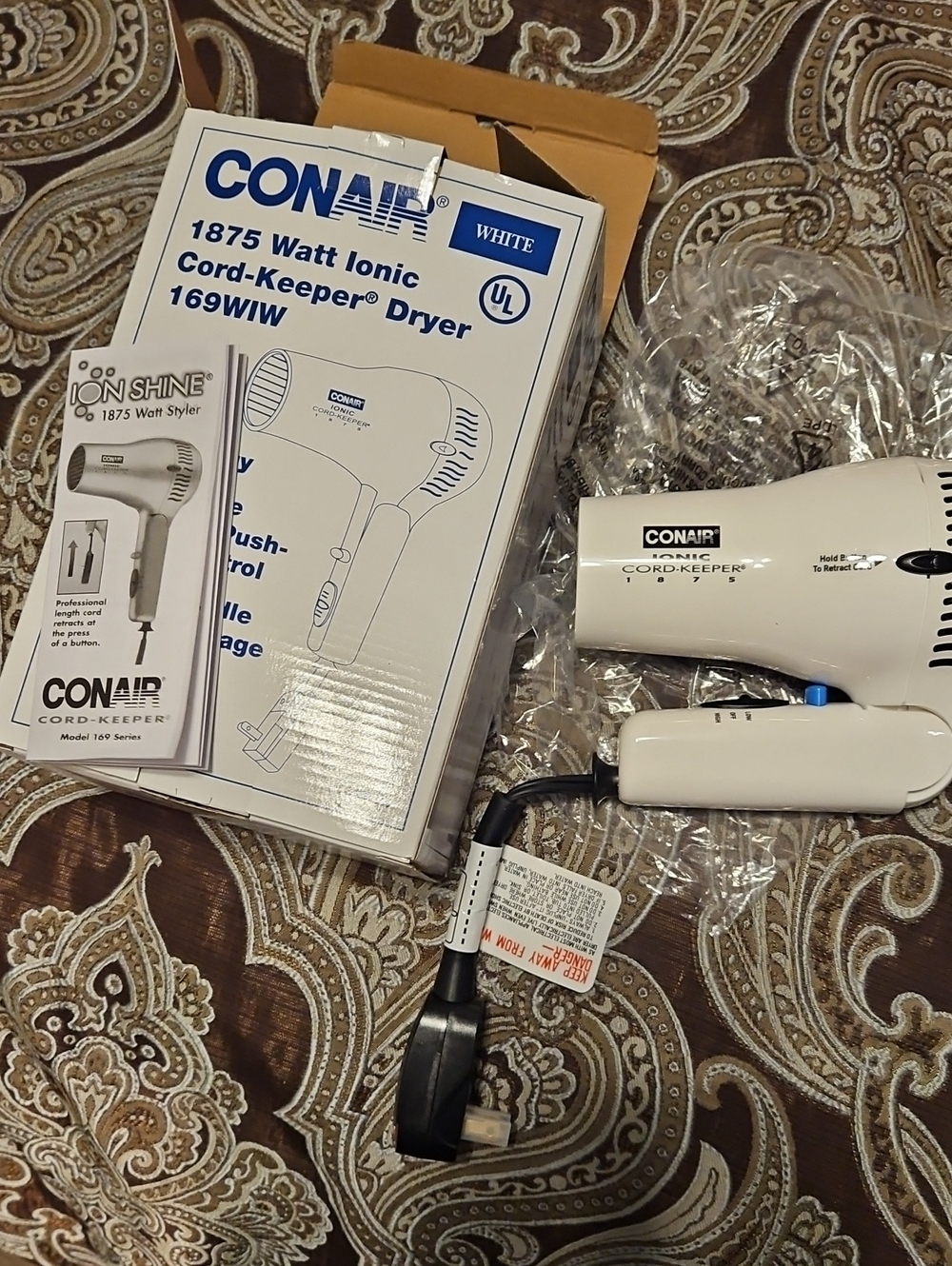 Conair White Cord-Keeper 1875W Ionic Hair Dryer